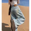 Jeans de Pierna Ancha para Mujer en Otoño e Invierno Nuevo Estilo con Diseño Personalizado Estilo Perezoso Americano Pantalones Rectos Ajustados Sueltos de Largo Completo
