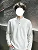 Sudadera de manga larga con cuello Henry para hombre, marca de tendencia Otoño, top pesado estilo americano, sudadera nueva de color liso para usar en capas