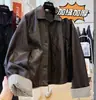 Chaqueta de Cuero Casual Estilo Coreano con Cuello Solapa, Forro de Felpa Gruesa, Invierno 2026 para Mujer, Parka Corta de Alta Gama Súper Elegante