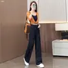 Jeans de Pierna Ancha Personalizados de Tiro Alto Otoño Nuevo Sueltos Rectos Casuales Largos Versátiles Caídos Ocultan Imperfecciones