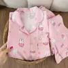 Pijama feminino em algodão nuvem, conjunto de duas peças com mangas compridas para primavera e outono, roupa casual slim fit para casa de menina, adequado para usar ao ar livre