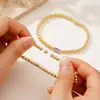 Pulsera Minimalista y Lujosa de Piedra de Nacimiento para Mujer - Diciembre Piedra de Nacimiento Cuentas Redondas Cadena Sencilla de 18K Regalo