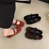 Zapatos planos rojos bajos estilo francés para mujer, nueva colección primavera-otoño, zapatos planos Mary Jane de hada delicada