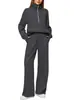 Conjunto de Duas Peças Unissex Amazon Europeu e Americano 2026: Conjunto Casual de Moletom com Zíper Meio e Calça de Moletom Wide Leg