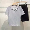 Camiseta tipo polo de punto raglán de manga corta para hombre, de verano, con patrón de panal, informal, versátil, con solapa, de manga media