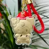Llavero de Oro Oro Puro 999 Hongo Rojo Cordón de Cuero Colgante de Oro Atrae-Riqueza Regalo Promocional para Transmisiones en Vivo Venta al por Mayor