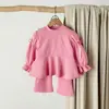 Conjunto de Dos Piezas para Niñas de Manga Larga para Primavera y Otoño, Estilo Coreano, Lazo, Pantalones de Campana con Volantes para Niños Pequeños y Medianos