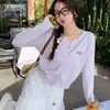 Nuevo cárdigan de punto estilo coreano para mujer, abrigo suéter tejido, diseño de principios de otoño, top versátil, color albaricoque, talla única