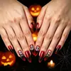 24 Peças Venda Quente Transfronteiriça Unhas Vestíveis Halloween Teia de Aranha Em relevo Folha de Ouro Removíveis Unhas Postiças Manicure Pronta Atacado