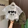 Camiseta de Manga Corta para Niño Verano 2025 Nueva para Niños Medianos y Grandes con Degradado Tops Casuales de Verano de Media Manga para Niñas t
