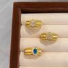 Anillo de Oro de Segunda Mano para Mujer, Moderno Lujo Ligero Exquisito Circonita Colorida Estilo Nuevo Anillo Ajustable, Índice con Índice de Artesanía Pesada