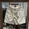 Shorts Cargo Cargo de Algodão Puro Lavado e Desgastado Estilo Retrô Americano com Bolso Lateral com Zíper Calças Masculinas Soltas Versáteis de Cor Sólida de Comprimento Médio