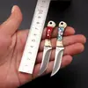 Mini Cuchillo, Cuchillo Mongol, Cuchillo Hecho a Mano, Cuchillo Pequeño Portátil para Frutas, Mini Cimitarra, Cuchillo para Exteriores, Mini Cuchillo Llavero