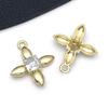 1 Pieza de Charm Colgante de Trébol de Cuatro Hojas Cuadrado con Diamante de Color Chapado en Aleación K Dorada y Blanca Accesorio para Pulsera Collar DIY