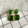 Brincos de Cristal Verde Brincos de Outono Design de Nicho para Mulheres Senso Avançado Brincos Prata Nova 624
