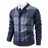 2026 Nuevo Suéter Cardigan Casual para Hombre Abrigo Moda Cuello Alto Tejido con Felpa Ropa de Abrigo para Hombre