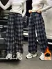 Pantalones de franela a cuadros de pierna ancha para niñas, estilo nuevo Otoño/Invierno para niños medianos y grandes, estilo coreano, sueltos, con caída, casuales, sudadera, engrosados, cálidos