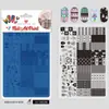 Placas de Carimbo para Nail Art 2025 Série de Natal Rena Árvore de Natal Gel de Carimbo Transferência Template Xadrez Estampa Xadrez