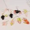 Molde de Silicona para Pendientes de Superficie de Espejo de Resina DIY Calavera de Halloween Mano Calabaza Araña Tronco de Árbol Hoja
