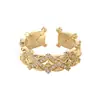 Anillo Abierto Personalizado para Mujer con Baño de Oro Real y Circonitas Micro-pavimentadas, Anillo Geométrico de Cruz de Gama Alta Estilo Ins para Dedo Índice