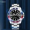 Popular Serie Anillo de Coca-Cola Submarinista Moda Automático Mecánico Reloj para Hombre 827