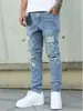 Hme Xintang Talla Grande Comercio Exterior Transfronterizo Jeans para Hombre Marca de Moda High Street Europea y Americana Ajuste Delgado Rasgados Skinny Pantalones para Hombre
