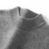 Suéter de cachemira para hombre con cuello semi-alto, top de punto básico de manga larga casual de negocios, nuevo top de otoño e invierno