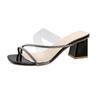 Sandalias Transparentes de Pedrería Famosas en Internet Ropa de Exterior 2025 Nuevas de Primavera y Verano de Doble Uso de Moda Planas de Tacón Grueso Zapatos para Mujer