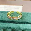 Serie Vintage Medieval Anillo Abierto de Zirconia Dorada Esmaltada Anillo Súper Hada Exquisito Nicho de Gama Alta para Mujeres