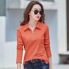 Camisa polo de primavera y otoño para mujer, estilo coreano, 95% algodón, manga larga, solapa, parte inferior, ropa de negocios, camiseta ajustada, entrega de una pieza