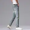 Roupas Masculinas Xintang 2026 Primavera/Verão Novos Jeans Slim Fit Estilo Europeu de Perna Reta, Calças Longas de Sarja Elástica Finas