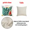 Funda de cojín estilo europeo y americano de lino sintético color verde coco con planta, funda de cojín decorativa para sofá, decoración del hogar, hecha a medida