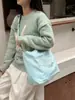 59261 2026 Nueva Bolsa de Tote Trendy Estilo Coreano con Letras Bolsa de Compras Casual de Gran Capacidad Bolsa de Lona para Estudiante Femenina