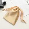 Bolsa de armazenamento para máscara de dormir de seda sintética, bolsa de tecido, bolsa com cordão de seda sintética acetinada, armazenamento de cosméticos estilo simples