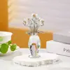 Adornos de Flor de Rosa de Cristal, Decoraciones Creativas para el Hogar, Decoraciones de Artesanía de Vidrio de Flor de Siete Cabezas Coloridas para Escritorio de Sala de Estar