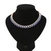 Ebay Amazon Transfronterizo Tira Cuadrilateral Romboidal Multicolor Hip-Hop Cadena Cubana Joyería Collar de Lujo Accesible para Hombres y Mujeres