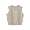 Chaleco de Punto Gris por Capas para Mujer Nuevo Estilo Otoño e Invierno 2025 Corte Holgado Adelgazante Chaleco para Llevar por Dentro y por Fuera