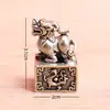 Selo de Qilin e Selo de Leão de Quatro Feras Míticas em Latão Puro Itens Decorativos Vintage Artesanato de Mesa Ornamentos de Cobre