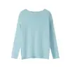 Hong Kong y American Apparel/2026 Principios de Primavera Mezcla de Lino Cuello Redondo Manga Larga Tejido Camiseta de Manga Larga Protección Solar Hueco Top de Cobertura para Mujer