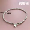 Joyería de Venta Caliente Europea y Americana Chapada en Cobre y Plata Collar de Cordón Retorcido de 3 mm Modelo de Venta Caliente Suministro Listo Coreano Caliente 18-24 Pulgadas