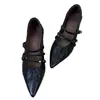 Estilo Coreano 2026 Nuevo Retro Punta Puntiaguda Tacón Grueso Escote Bajo Zapatos de Salón de Correa Única Mujer Versátil para el Trabajo Tacones Altos Mary Jane