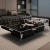 Mesa de Café Minimalista de Pizarra Estilo Italiano, Moderna Lujo Ligero Sala de Estar Uso Doméstico, Combinación Cuadrada para Apartamento Pequeño de Gama Alta