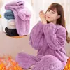 Pijama de Invierno de Coral Fleece para Mujer, Franela Engrosada, Conjunto Cálido para Casa para Año Nuevo, Sensación de Alta Gama