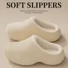 Pantuflas de algodón EVA impermeables, estilo nuevo para hombre, invierno, antideslizantes, de suela gruesa, aptas para usar en interiores y exteriores, con diseño de punta cerrada, y diseñadas para mantener los pies calientes, también disponibles como juego de pareja