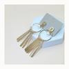 E423 Brincos Elegantes de Borla Estilo Palito de Metal Brincos Brilhantes Controlados Joias de Brincos