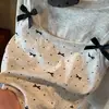 Conjunto de Roupa de Primavera para Meninas: Calça Pantalona Infantil de Bolinhas com Laço e Sino e Body Falso de Manga Longa para Bebê, Estiloso e na Moda