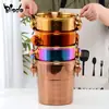 Cubo de Hielo de Acero Inoxidable 201, Cubo de Hielo Pequeño Portátil, Cubo Redondo Espesado para Champagne, Cubo de Vino para Bar, Cubo de Cerveza para KTV