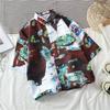 Camisa informal de manga corta con flores estilo Hong Kong para hombre, camisa holgada de verano para playa, abrigo protector solar para pareja, a la moda
