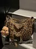 Bolso de Hombro Plegable Estampado de Leopardo Estilo Coreano 2025 Invierno Nuevo Aspecto Elegante Retro Bolso Tote Casual Estilo Occidental