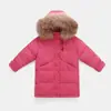 Nuevo Estilo Abrigo Largo de Invierno para Niños con Cuello Grande de Piel, Cálido y Engrosado, Adecuado para Niños y Niñas, Precio al Por Mayor